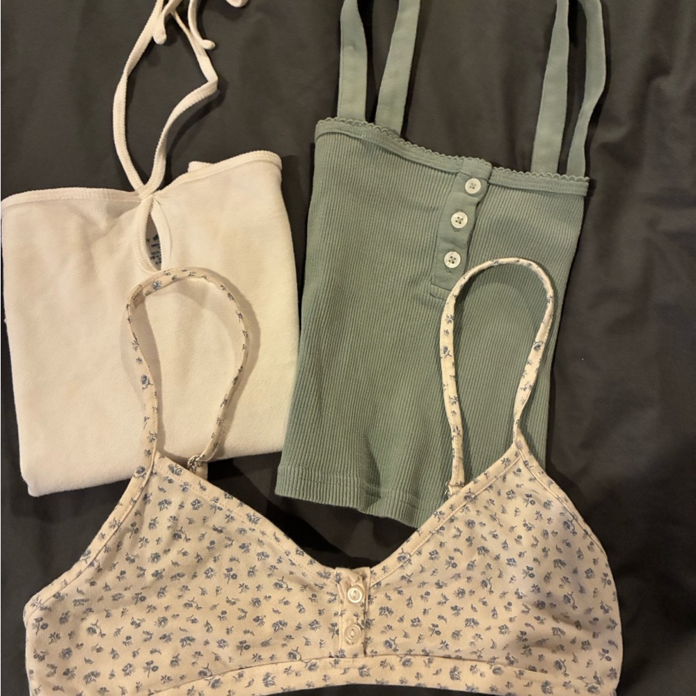 Assorted tops by Brandy Melville - floral, white and sage green - Picture 2 of 8